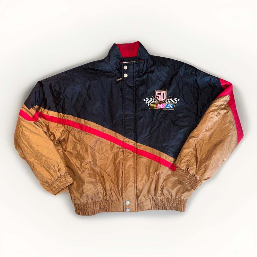 Vintage NASCAR 50th Anniversary Racing Jacket 90s Colorblock Bomber Y2K Large
